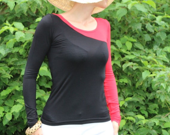 Black top/ Womens black top / Long sleeve top / Black shirt / Black long sleeve top / Womens top / Sexy top / Sheer top
