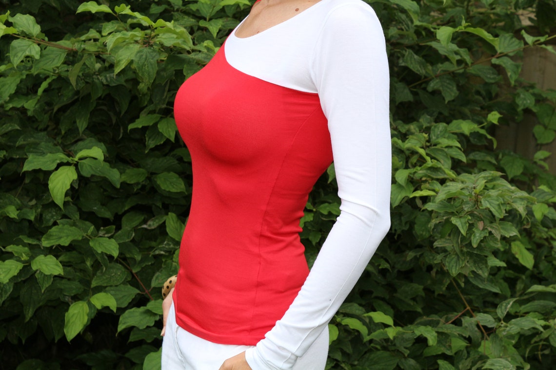 Red Top/ Womens Red Top / Long Sleeve Top / Red Shirt / Red Blouse — free download