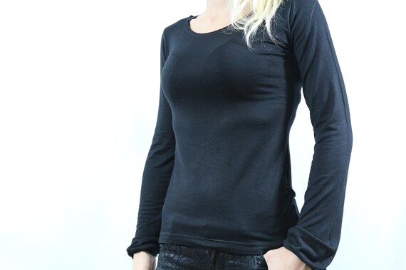 Black top/ Jersey top / Black top women/ Long sleeve top / Black shirt