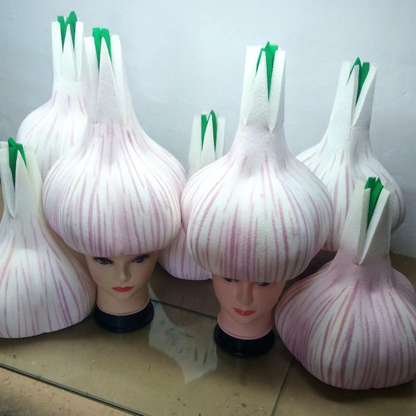 Halloween and beyond. Hat Garlic. Garlic mask. Parties, carnivals, fantasy flight is unlimited.