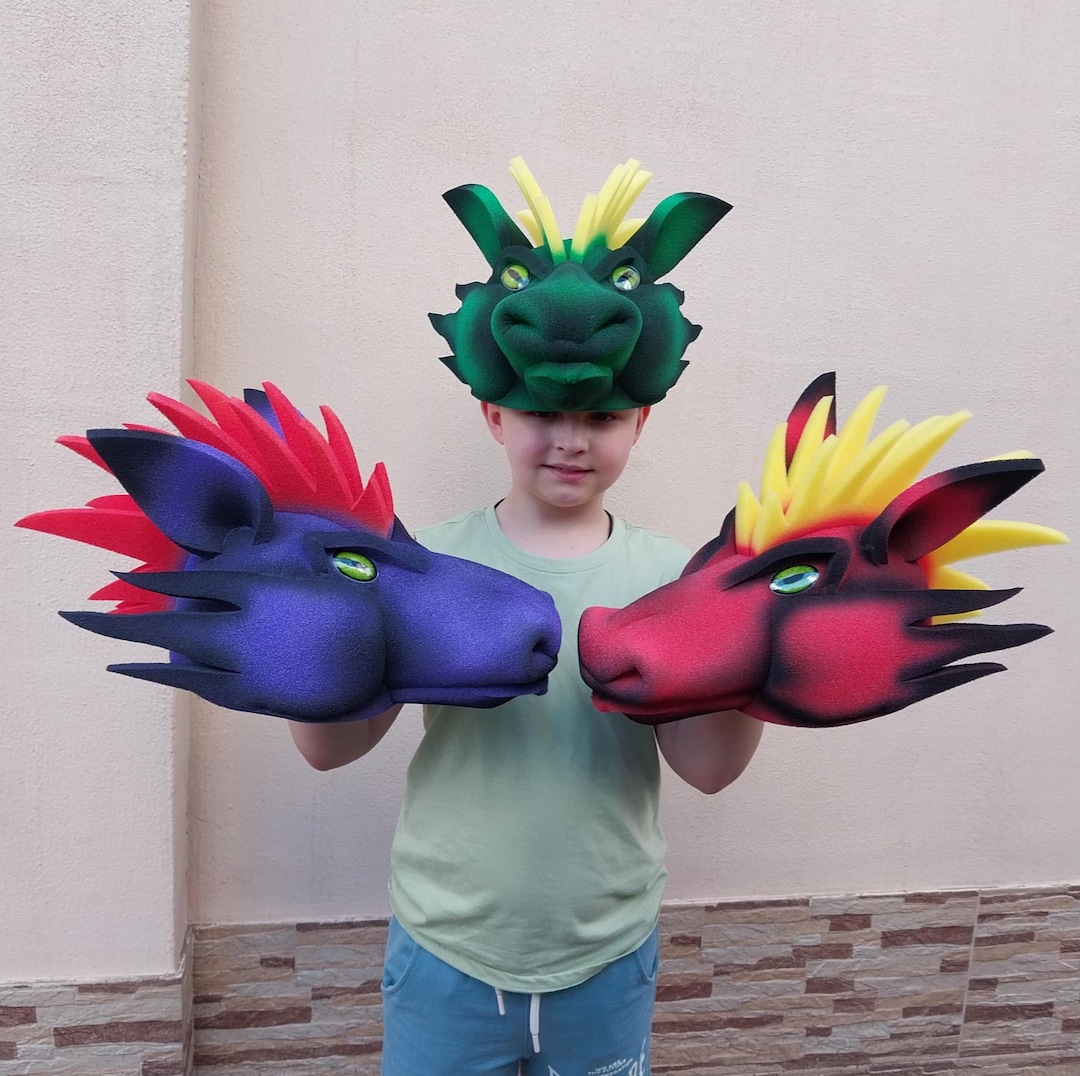 Halloween and More. “dragon” Mask Hat. A Hat Shaped Like a