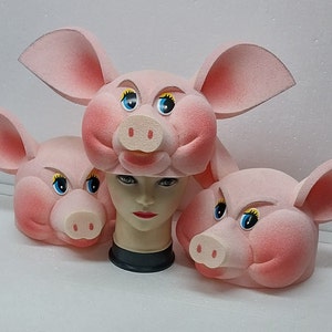 Gorro de espuma con forma de cerdito. Cerdito. Hecho a mano.