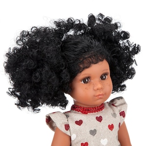 Sorrel - 15 inch (38cm) Mixed Race/Biracial/Ethnic/Light Brown Doll with Black Curly Hair and Freckles