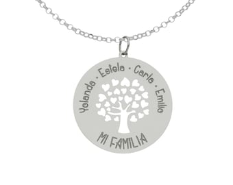 Gargantilla Árbol de Familia en plata / Mi familia / Collar Árbol / Árbol familiar / Árbol de la vida