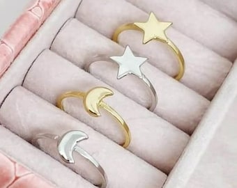 Anillo oro Luna / Anillo oro Estrella / Anillo oro Blanco estrella / Anillo oro blanco luna / anillo con forma de luna / de estrella