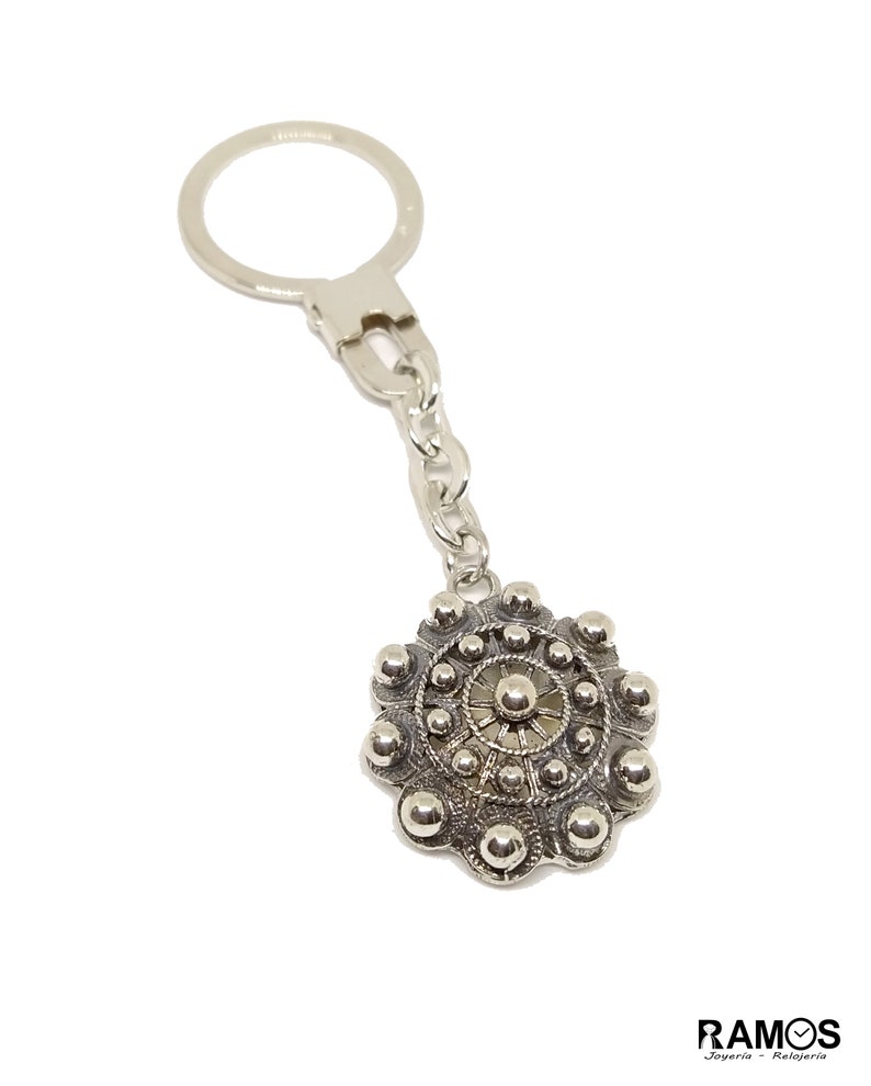 Charro Button Keychain in Silver