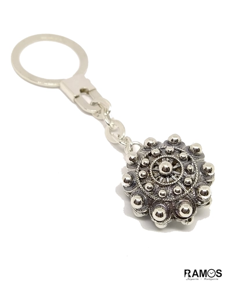 Charro Button Keychain in Silver