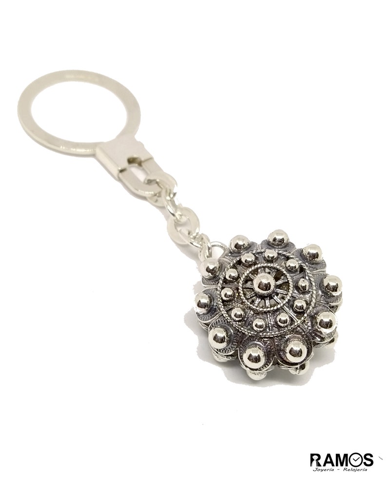 Charro Button Keychain in Silver