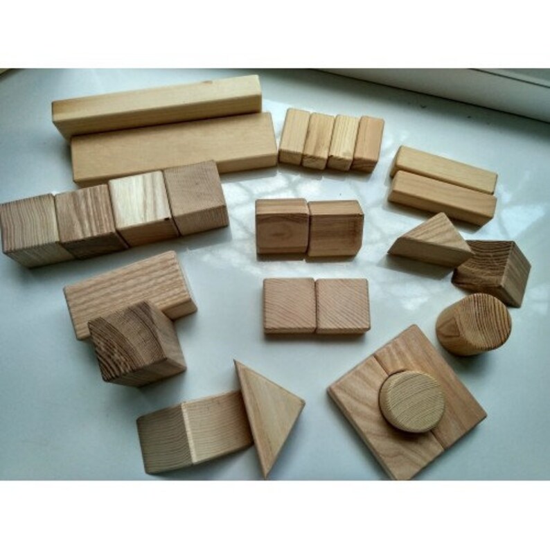 Set of 26 Natural Wooden Building Blocks Friendly Natural Etsy