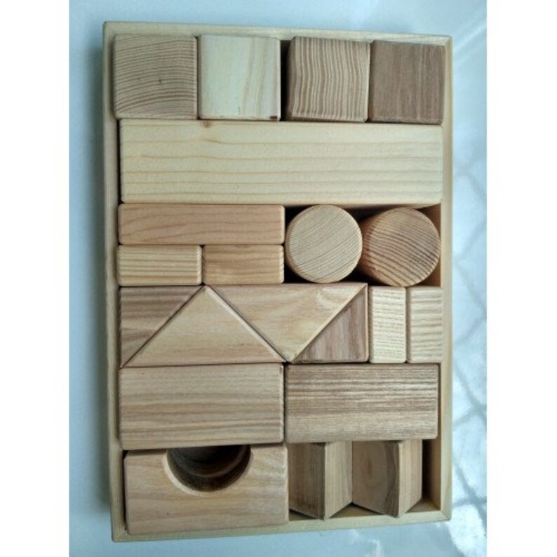 Set of 26 Natural Wooden Building Blocks Friendly Natural Etsy