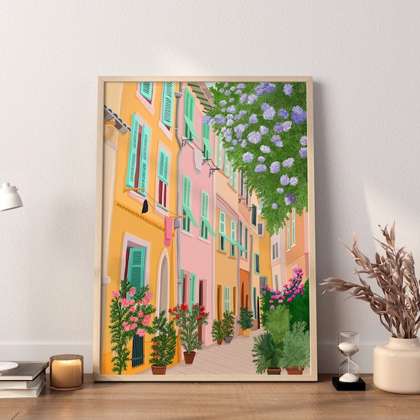 Saint-Tropez Travel Print, Saint-Tropez Art, Saint-Tropez Poster, Saint-Tropez Print, Saint-Tropez Home Décor, Travel Illustration Print