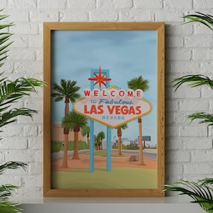 Las Vegas Travel Print, Las Vegas Art, Las Vegas Poster, Las Vegas Print, Las Vegas Home Décor, Travel Illustration Print, Las Vegas Sign