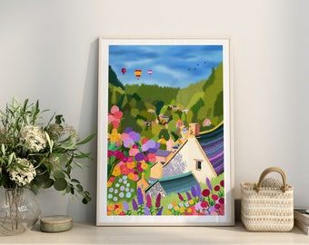 Chalford Frome Valley Print, Stroud Art, The Cotswolds Home Décor, Cotswolds Illustration Print, Gloucestershire Art, UK Art Print, Chalford
