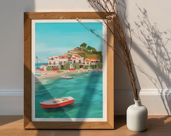 Samos Travel Print, Greece Travel Print, Samos Art, Samos Poster, Samos Print, Greece Home Décor, Travel Illustration Print, Samos