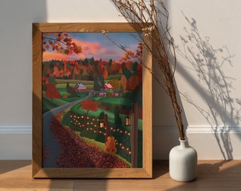 Autumn Aesthetic Print, Autumnal Art, Fall Art, Autumn Print, Halloween Print, Autumn Home Décor, Autumn Illustration Print, New England