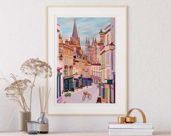 Bath Broad Street Print, Bath Abbey, St Michaels' Church, Bath Somerset Artwork, Bath City Gift