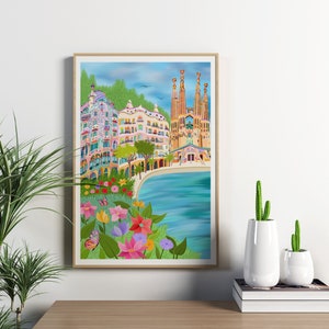 Barcelona Print, Casa Batllo, Sagrada Familia, Casa Mila, Gaudi Art, Barcelona City Poster, Park Guell Art, Barcelona Beach image 7