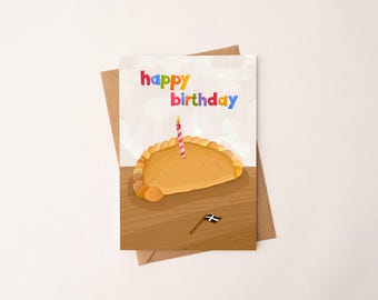 Tarjeta de cumpleaños de Cornualles, empanada de Cornualles, regalo de Cornualles
