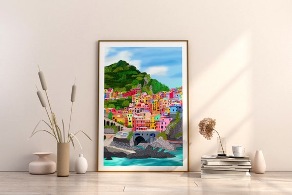 Cinque Terre Travel Print, Cinque Terre Art, Cinque Terre Poster, Cinque Terre Print, Cinque Terre Home Décor, Travel Illustration Print