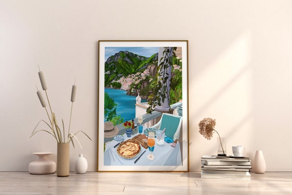 Positano Travel Print, Positano Art, Positano Poster, Positano Print, Positano Home Décor, Travel Illustration Print, Italy Print