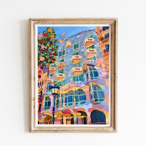 Casa Batlló Gaudi Barcelona Print, Gaudi Art, Barcelona City Poster, Catalonia Travel Art, Casa Mila Casa Batlló Casa Vicens, Travel Poster