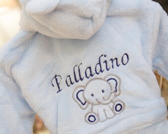 Personalisierter Luxus Morgenmantel Baby Blauer Elefant, Personalisierte Baby Robe, Personalisierte Baby Fleece Robe, Custom Baby Shower Robe, Eisbär