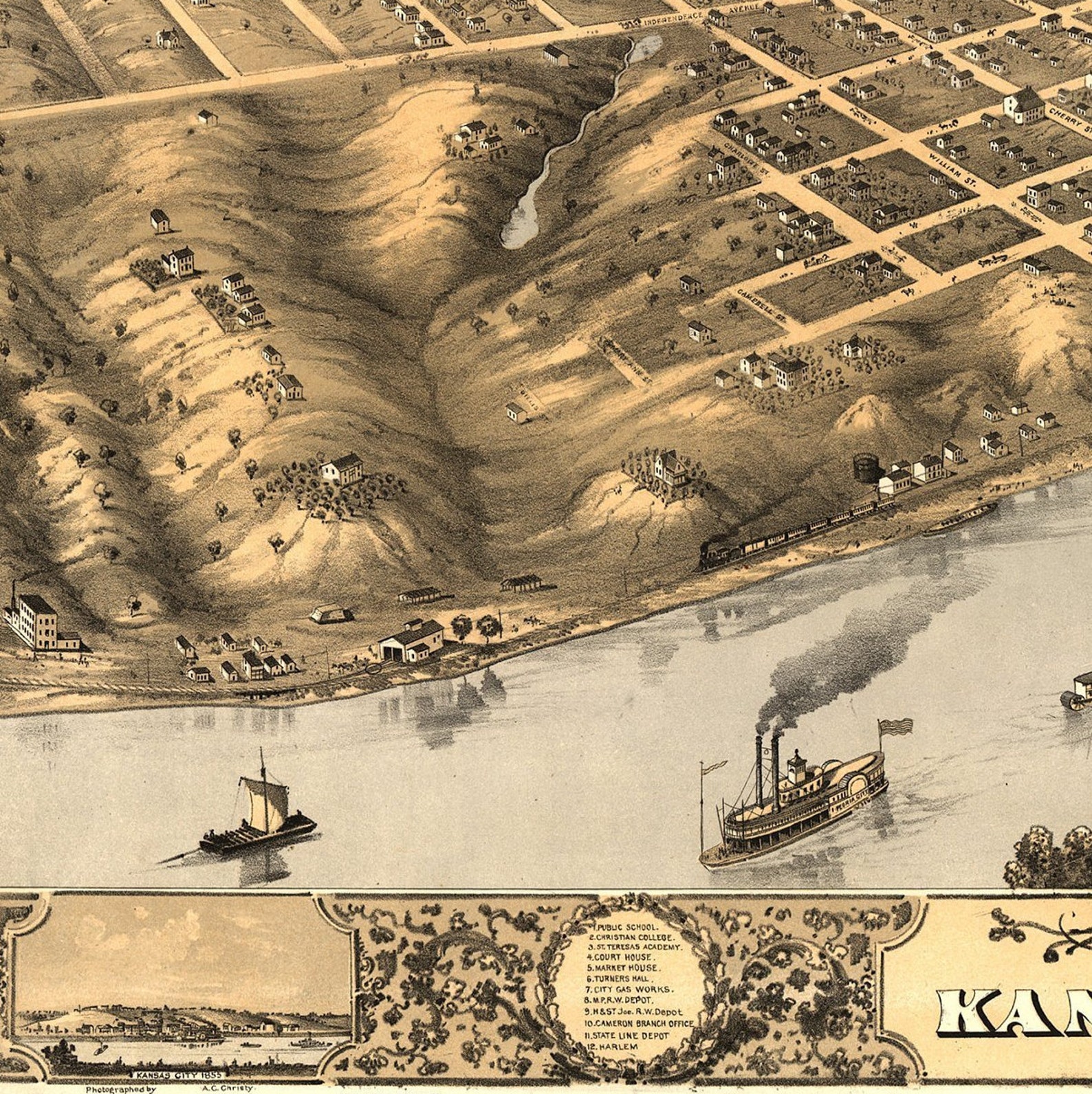 Vintage Printable Map of Kansas City Bird View Old Map Wall | Etsy