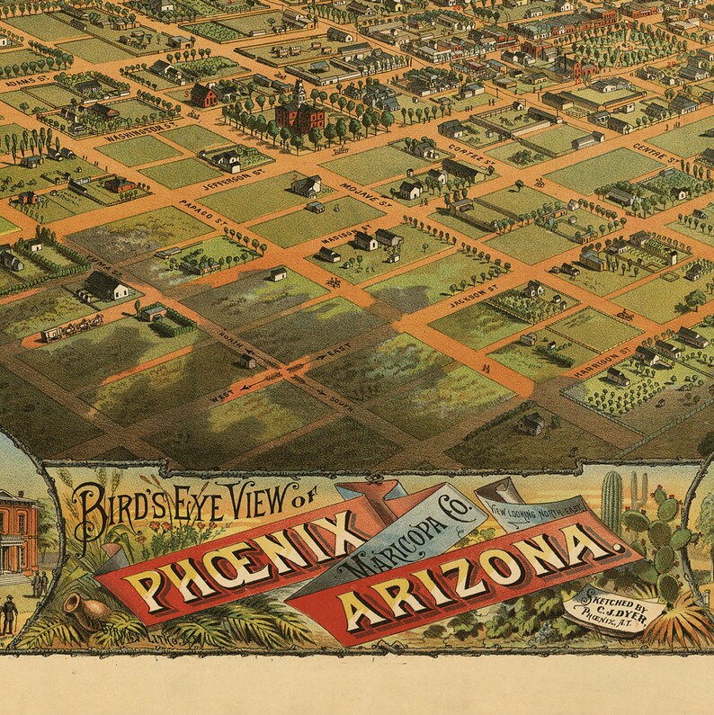 Vintage Printable Map of Phoenix Old Map Wall Decor Digital - Etsy