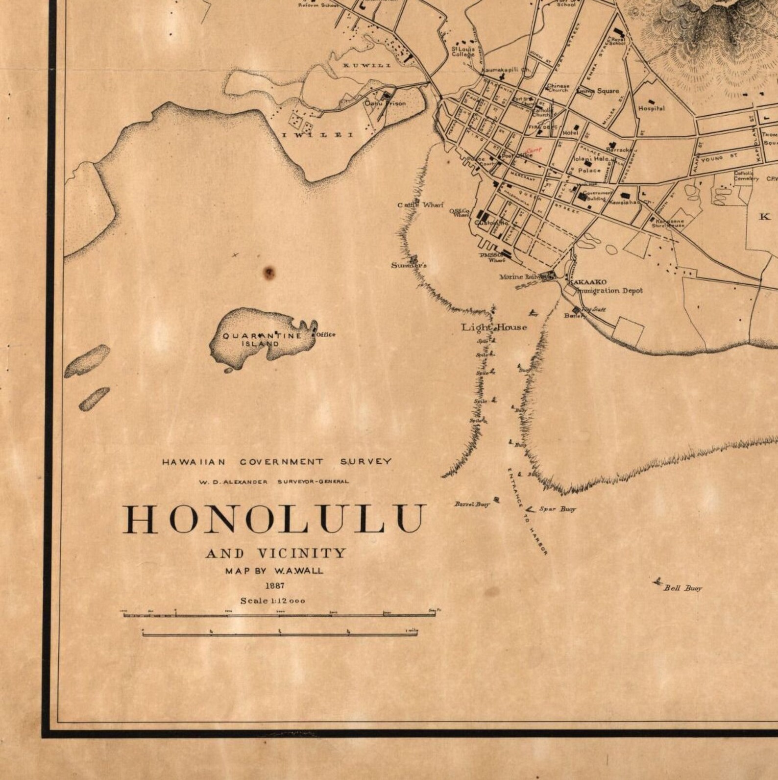 Old Map of Honolulu map set Vintage Honolulu map Oʻahu Map Etsy