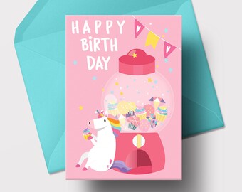 Items similar to Printable Happy Birthday Card - Colorful Hand-Drawn ...