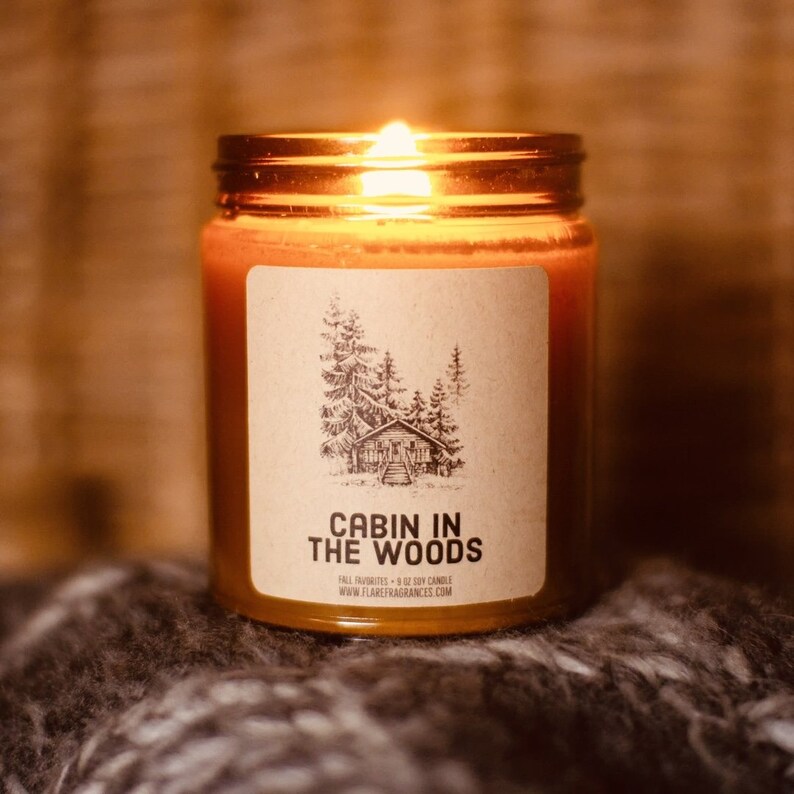 Cabin In The Woods Scented Fall Candle Vegan Soy Wax Candle image 0