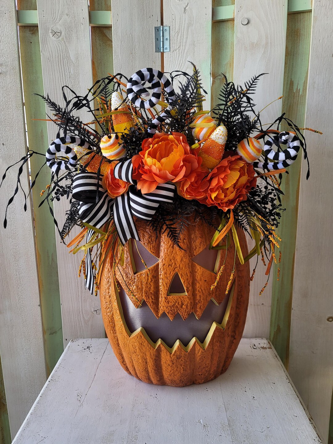 Light up Jack O' Lantern Halloween Centerpiece: Spooky Pumpkin Decor - Etsy