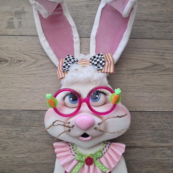 Whimsical Easter Bunny Wreath Attachment, Spring Hare Decor, Hares looking at you