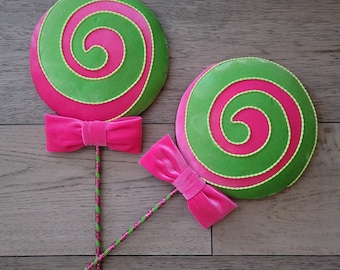 Set of 2, lollipops, fake bake, Christmas decor, wreath attachment, swag, Christmas home decor, front door, hanger, Candy, Summer, Halloween