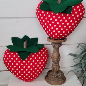 Set of 2 Strawberries, Wreath attachment, swag, Strawberry, front door decor, whimsical, Summer, Spring, fake bake, Strawberry decor