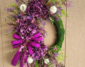 Summer wreath, Spring, Floral, Hydrangea, Outdoor, Indoor, front door, Summer decor, door hanger, everyday wreath, Mothers day, year round