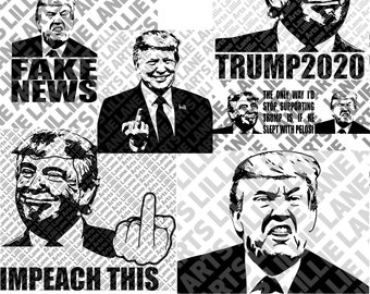 El paquete de Donald Trump, Edición 1, Vector de imágenes prediseñadas de archivo SVG para Cricut o Silhouette