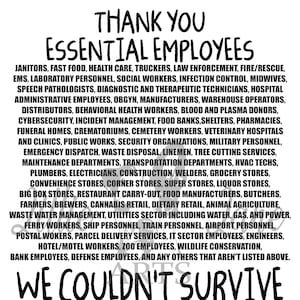 Merci aux employés essentiels / PNG jpg EPS fichier SVG vecteur Clipart pour Cricut ou Silhouette Mono