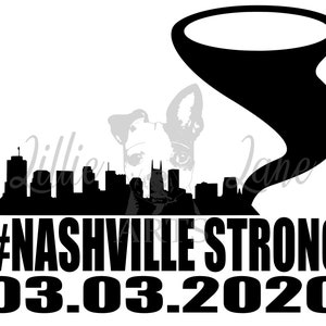 Nashville Strong - Tornado 3 maart 2020 / PNG jpg EPS SVG-bestand Clipart Vector voor Cricut of Silhouette Mono