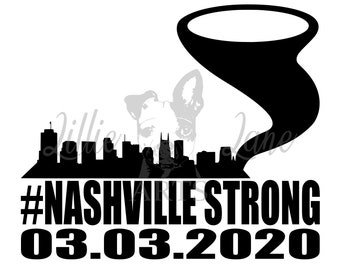 Nashville Strong - Tornado 3 de marzo de 2020 / PNG jpg EPS SVG Archivo Clipart Vector para Cricut o Silhouette Mono