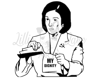 Nancy Pelosi - Desgarrando su dignidad / PNG jpg EPS SVG Archivo Clipart Vector para Cricut o Silhouette Mono