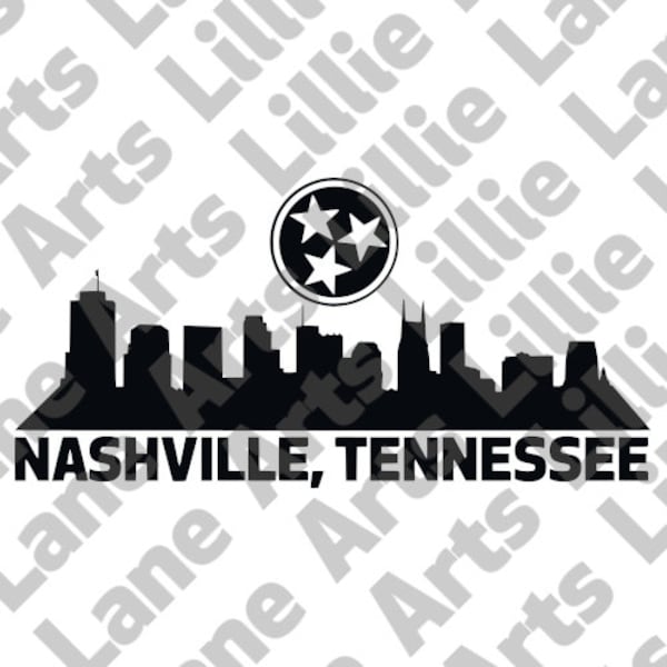 Nashville City Skyline with Flag Logo / SVG File Clipart Vector for Cricut or Silhouette