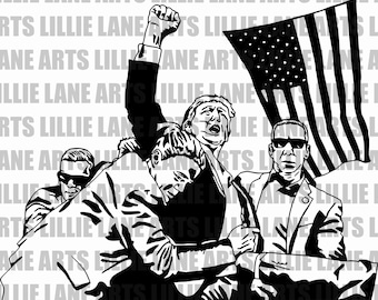 Donald Trump - ¡Sobrevive! / Vector de imágenes prediseñadas de archivos SVG para Cricut o Silhouette / ¡Perfecto para camisetas!