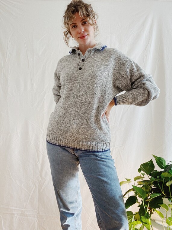 Vintage knit henley sweater