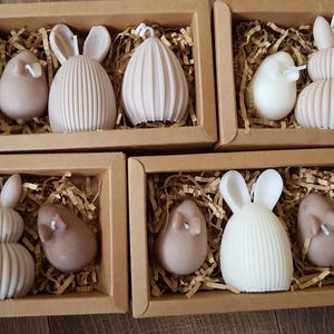 Easter bunny candles, Easter decoration, Easter egg candles,  Ostereier Kerzen, Kerzen für den Frühling, Kerzen für Ostern, Kerzen Geschenk