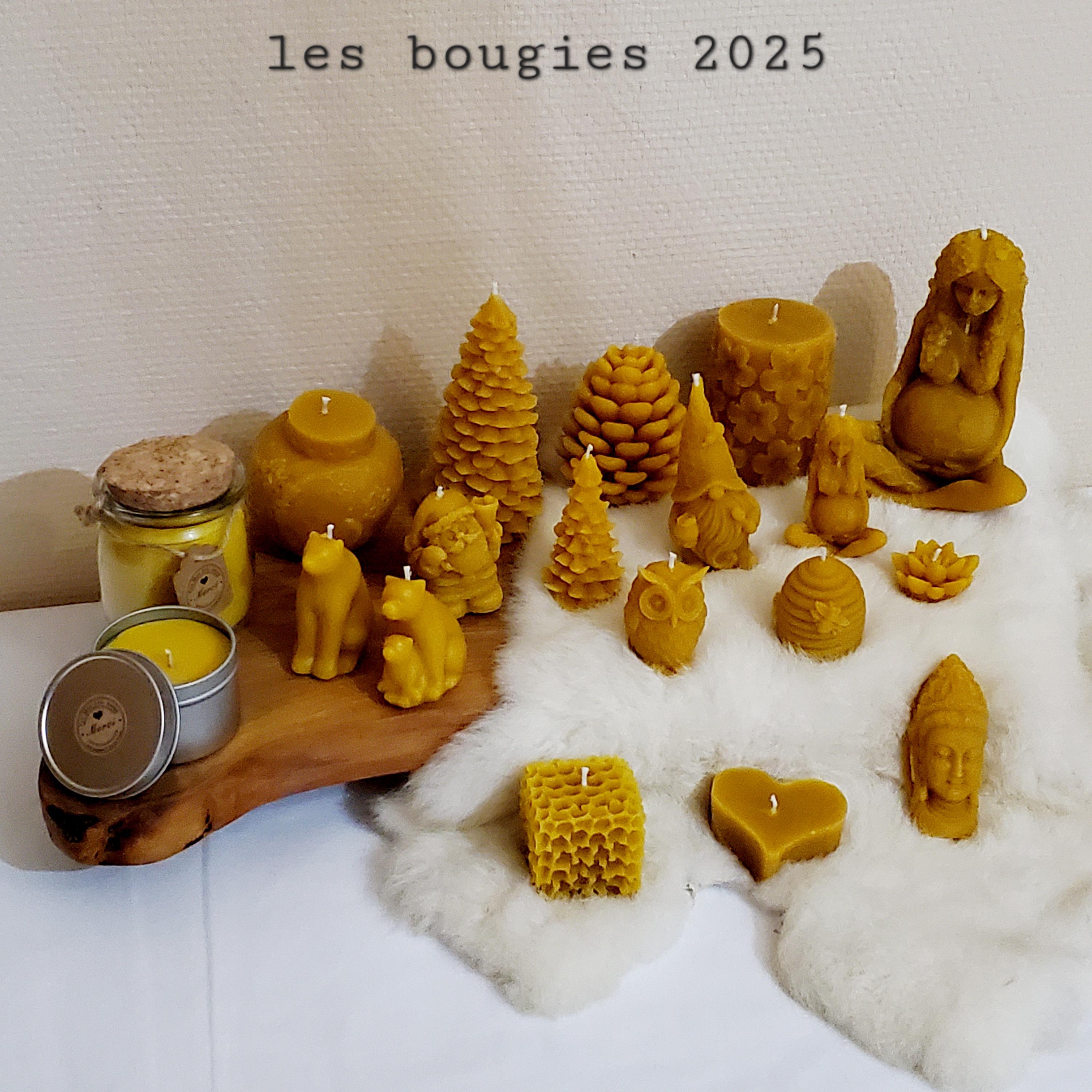 Bougies En Cire D'abeille – Maxi Photophore – Déco De Noël Artisanale – Jaune (neuves)