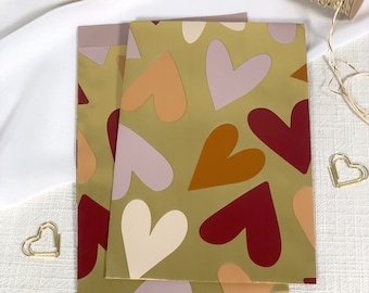 Gift bags hearts gold, paper bags, gift wrapping, flatbag, heart, hearts