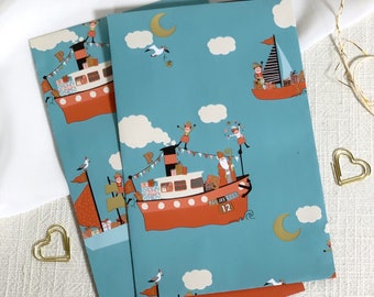 Gift bags children's birthday, paper bags maritime, gift packaging, flatbag, children's birthday