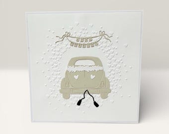 Handmade wedding card "Just Married" • modern wedding car • wedding congratulations card • 15 x 15 cm • with envelope
