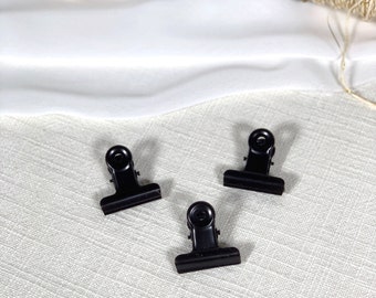 Clips clips black, set of 5, 3 sizes (small, medium, large), decorative clips